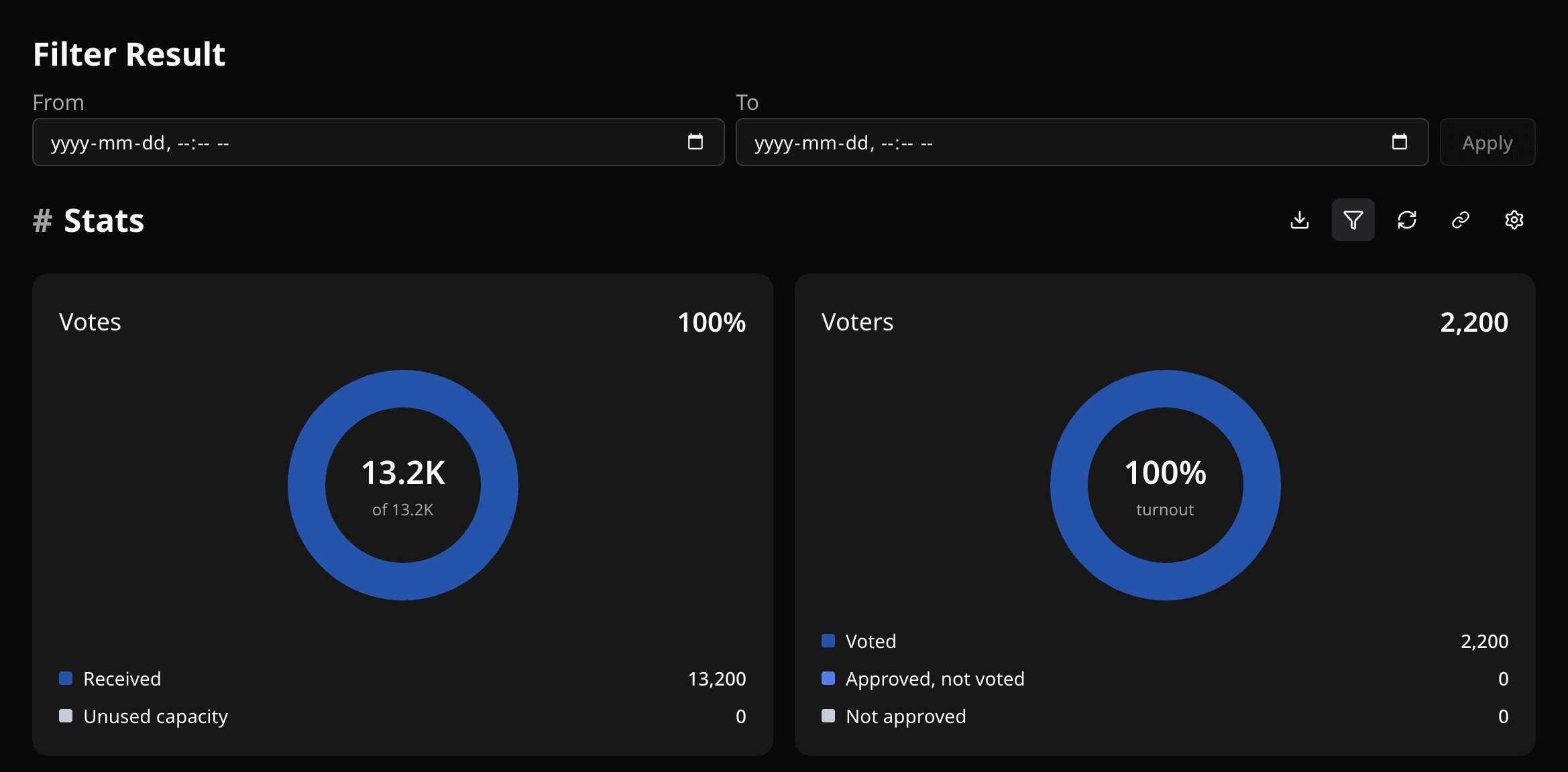 Filter Result fields above the result stats