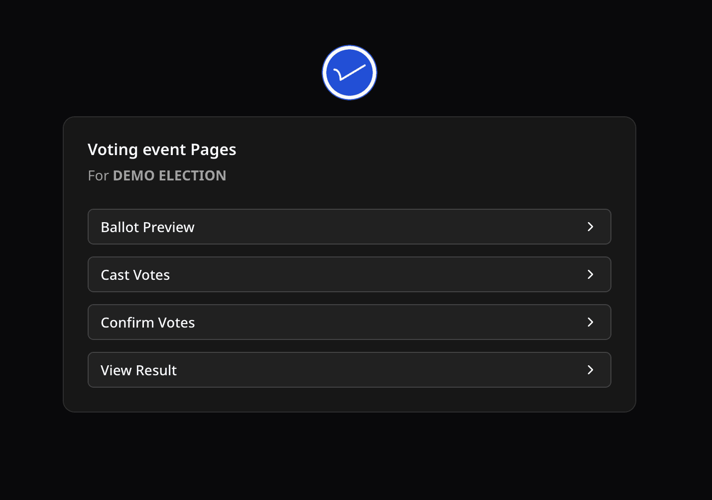 Voting Event public links page